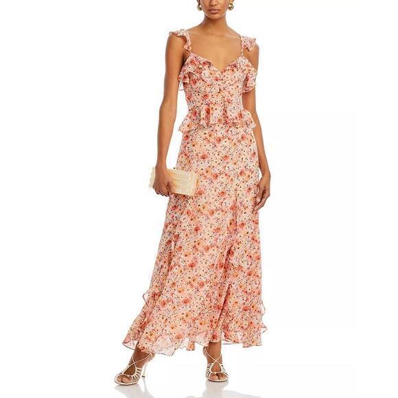 AQUA Floral Ruffle Trim Maxi Dress - NWT (New) - Picture 3 of 9